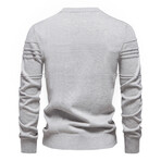 Striped Crewneck Sweater // Light Gray (M)