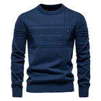 Striped Crewneck Sweater // Blue (L)
