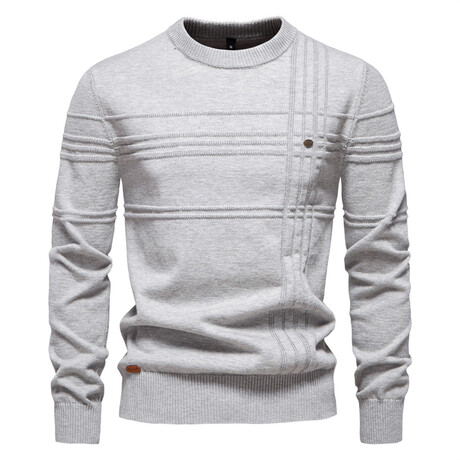 Striped Crewneck Sweater // Light Gray (XS)