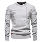 Striped Crewneck Sweater // Light Gray (M)