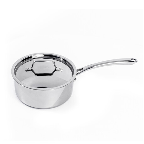BergHOFF Professional Tri-Ply 18/10 Stainless Steel 8" Saucepan with SS Lid, 3.3qt.