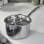 BergHOFF Professional Tri-Ply 18/10 Stainless Steel 6.25" Saucepan with SS Lid, 2qt