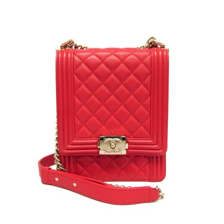 Chanel // Leather Boy Bag // Red // Pre-Owned
