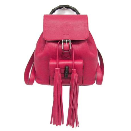 Gucci // Leather + Bamboo Backpack // Pink + Black // Pre-Owned
