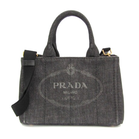 Prada // Denim Canvas Canapa Tote Bag // Nero // Pre-Owned
