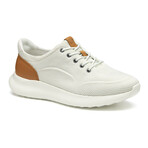 Knit Kasler 2.0 Plain Toe Sneakers // White + Tan (8)