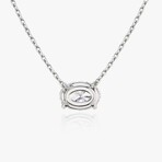 PureLine 14k White Gold Lab-Gown Oval Diamond Penant Necklace // 16"-18" (Diamond Carats: 0.50ct. tw.)