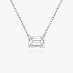 Muse Jewelry // PureLine 14k White Gold Lab-Grown Emerald Diamond Pendant Necklace // 16"-18" // New (Diamond Carats: 0.50ct. tw.)