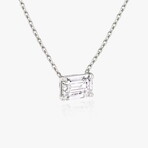 Muse Jewelry // PureLine 14k White Gold Lab-Grown Emerald Diamond Pendant Necklace // 16"-18" // New (Diamond Carats: 0.50ct. tw.)