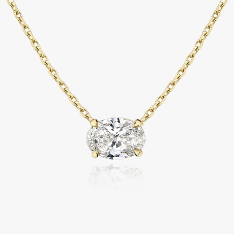 Muse Jewelry // PureLine 14k Yellow Gold Lab-Gown Oval Diamond Penant Necklace // 16"-18" // New (Diamond Carats: 0.50ct. tw.)
