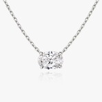 PureLine 14k White Gold Lab-Gown Oval Diamond Penant Necklace // 16"-18" (Diamond Carats: 0.50ct. tw.)
