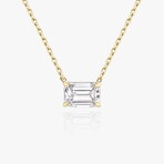 PureLine 14k Yellow Gold Lab-Grown Emerald Diamond Pendant Necklace // 16"-18" (Diamond Carats: 0.50ct. tw.)