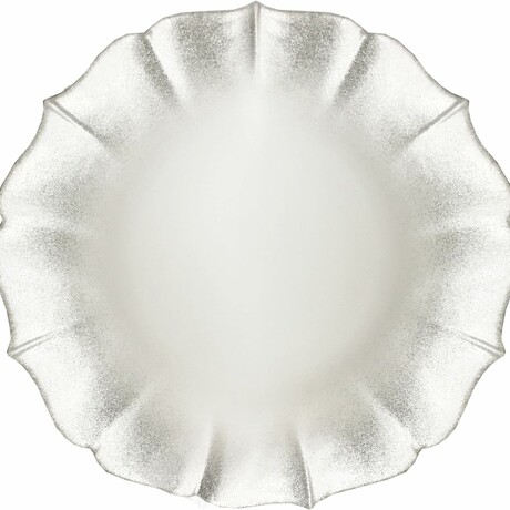 Contessa Silver Glitter Rim with Pearl White Charger Plate 13"D