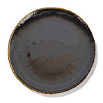 Centro Black Glass Charger Plate with Gold 13"D