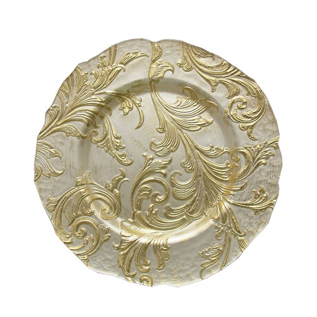 Vanessa Charger Plate - Gold/Pearl White 13" D