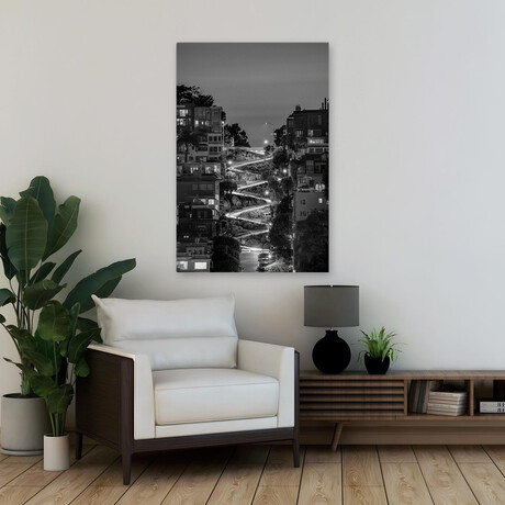 Lombard Street BW by Bruce Getty (16"H x 24"W x 1.5"D)