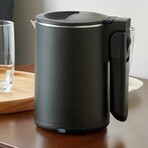 Elite Gourmet EKT719 Dual Voltage 110-220V US Plug, Travel Double Wall Insulated Cool-Touch, 0.6L Electric Kettle, Stainless Steel Interior, Hinged-Locking Lid, Retractable Handle, Auto Shut-Off, Boil Dry Protection, matte Black