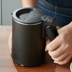 Elite Gourmet EKT719 Dual Voltage 110-220V US Plug, Travel Double Wall Insulated Cool-Touch, 0.6L Electric Kettle, Stainless Steel Interior, Hinged-Locking Lid, Retractable Handle, Auto Shut-Off, Boil Dry Protection, matte Black