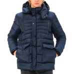 Hooded Puffer Jacket // Dark Blue (M)