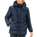 Hooded Puffer Jacket // Dark Blue (M)