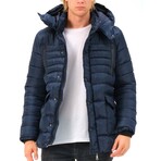 Hooded Puffer Jacket // Dark Blue (M)