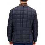 Mock Neck Squared Quilted Jacket // Dark Blue (S)