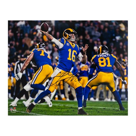 Jared Goff // Los Angeles Rams // Signed Passing Action Photo