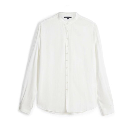 Multi Button Band Collar Shirt // White (M)