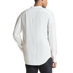 Multi Button Band Collar Shirt // White (M)