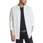 Multi Button Band Collar Shirt // White (M)