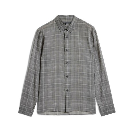 Over Shirt With Straight Bottom Hem & Horn Buttons // Shadow Grey (XS)