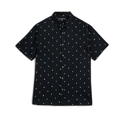 Sean Short Sleeve Shirt In Jv Running Bond Print // Ebony (S)