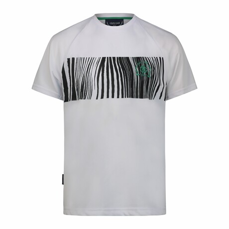 Crewneck Ergonomic Zepra Print T-Shirt // White (M)