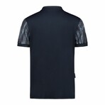 Ergonomic Marbled Print Polo Shirt // Navy (M)