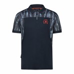 Ergonomic Marbled Print Polo Shirt // Navy (M)