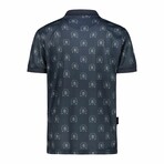 Ergonomic Logo Print Polo Shirt // Navy (M)