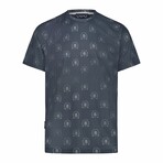 Crewneck Ergonomic Logo Printed T-Shirt // Navy (M)