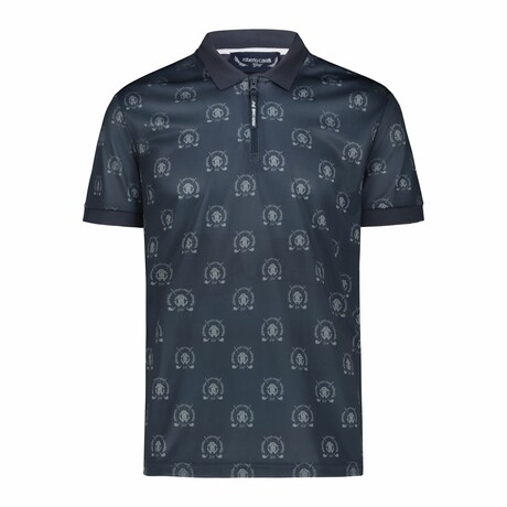Ergonomic Logo Print Polo Shirt // Navy (M)