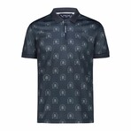 Ergonomic Logo Print Polo Shirt // Navy (M)