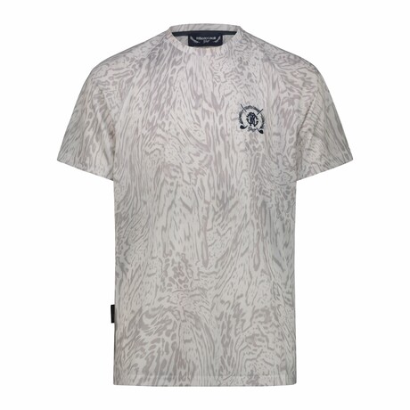 Crewneck Ergonomic Marbled Print T-Shirt // Grey (M)