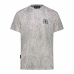 Crewneck Ergonomic Marbled Print T-Shirt // Grey (M)