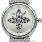 Louis Vuitton Ladies Tambour Forever Black Diamond Quartz // LV-Q121R // Pre-Owned