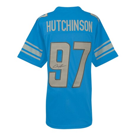 Aidan Hutchinson // Signed Blue Custom Football Jersey