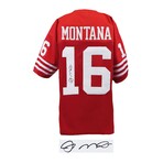 Joe Montana // Signed Red T/B Custom Football Jersey