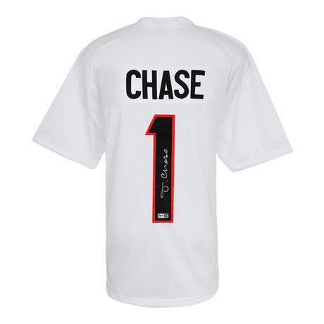 Ja'Marr Chase // Signed White Custom Football Jersey
