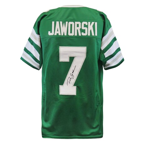 Ron Jaworski // Signed Green Throwback Custom Football Jersey