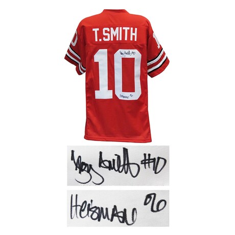 Troy Smith // Signed Red Custom Football Jersey