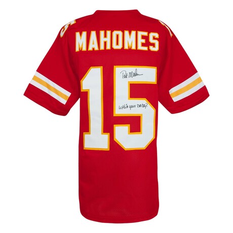 Pat (Patrick) Mahomes Sr. // Signed Red Custom Football Jersey