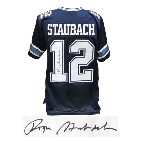Roger Staubach // Signed Navy Custom Jersey