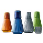 Vintage Ribbed Blue 2-Piece Water Carafe Set